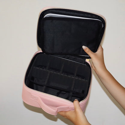 Organizador de maquillaje portátil con espejo LED WavyLuxe